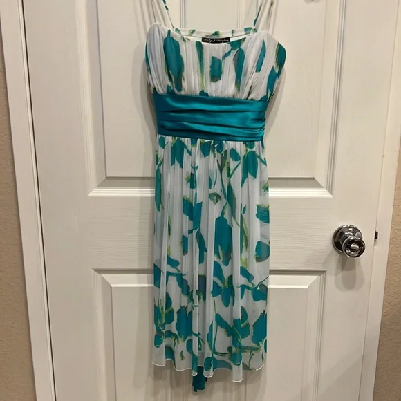 Turquoise and Green Floral Dress by City Triangles